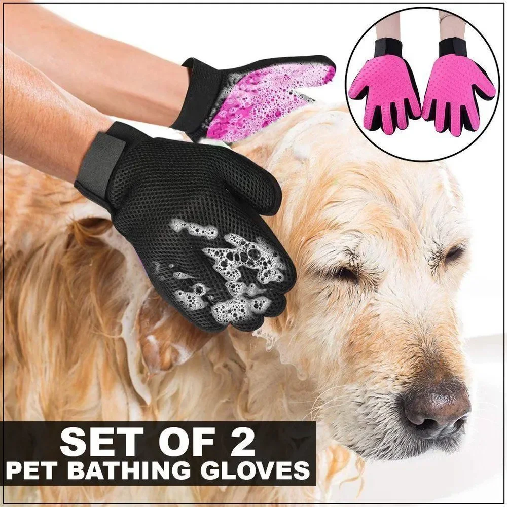 🎉Host Pick🎉 Silicone & Mesh Pet Grooming Gloves Set of 2 Pink